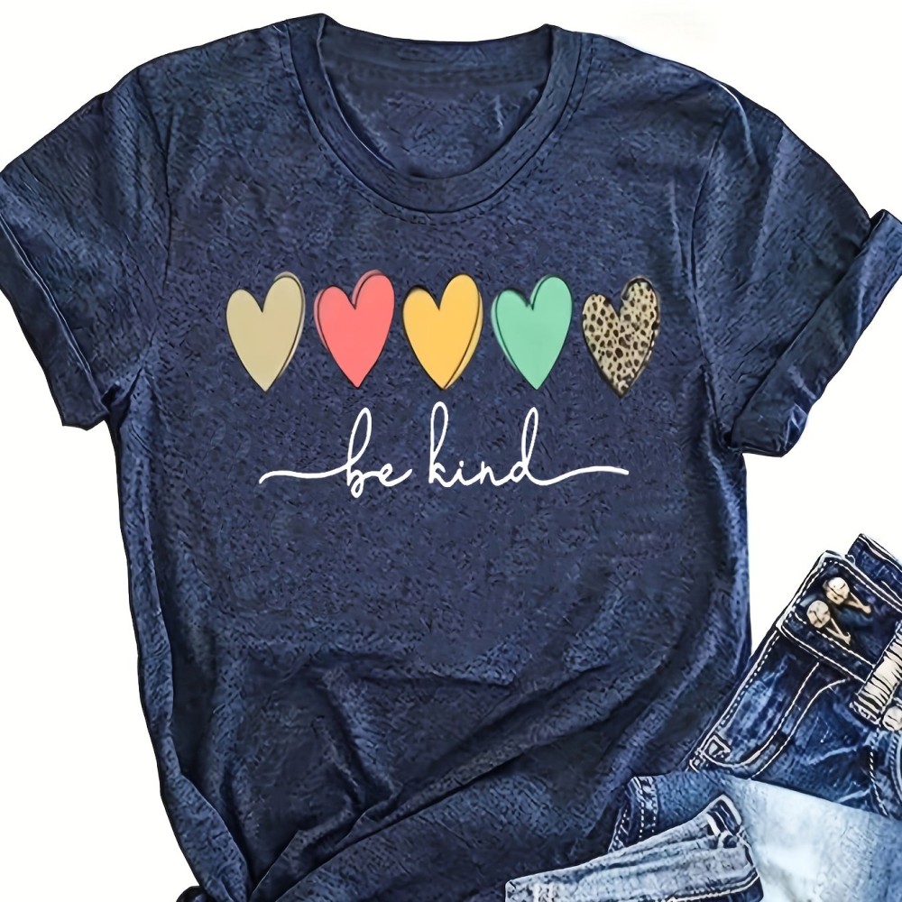 Thankful Heart Graphic T-Shirt For Women – Cute Casual Short Sleeve Tee, Cotton Blend - View #9